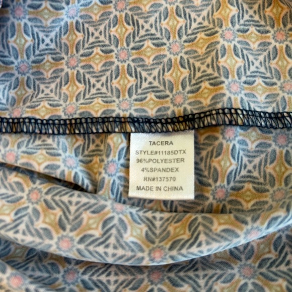 Tacera Orange Blue Floral Geometric Print Long Sleeve Tunic Stretch Top Size 2XL - Picture 9 of 10